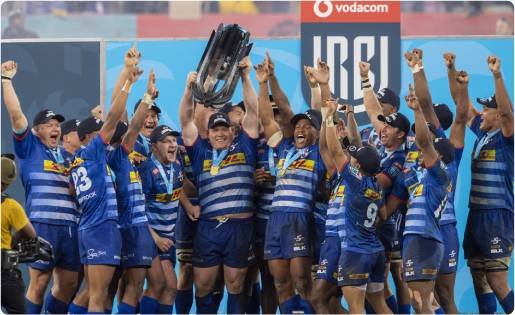 Stormers team raises the URC trophy as champions