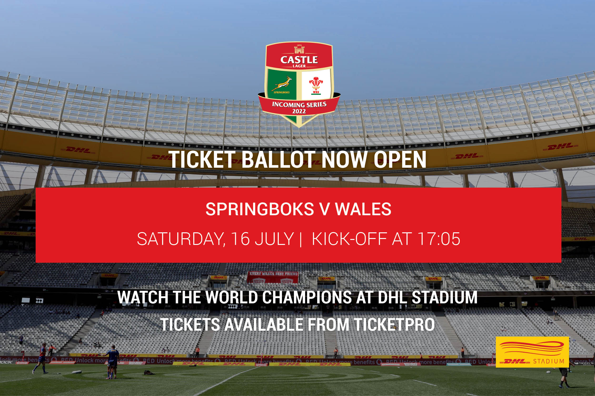 Ticket ballot for Boks v Wales at DHL Stadium now open