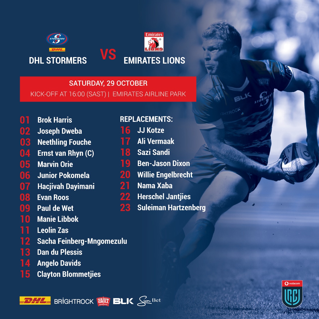 DHL Stormers change-up for Joburg