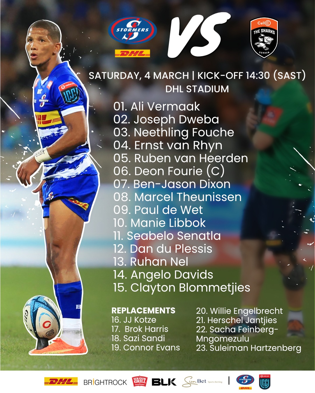 DHL Stormers change six for Cell C Sharks