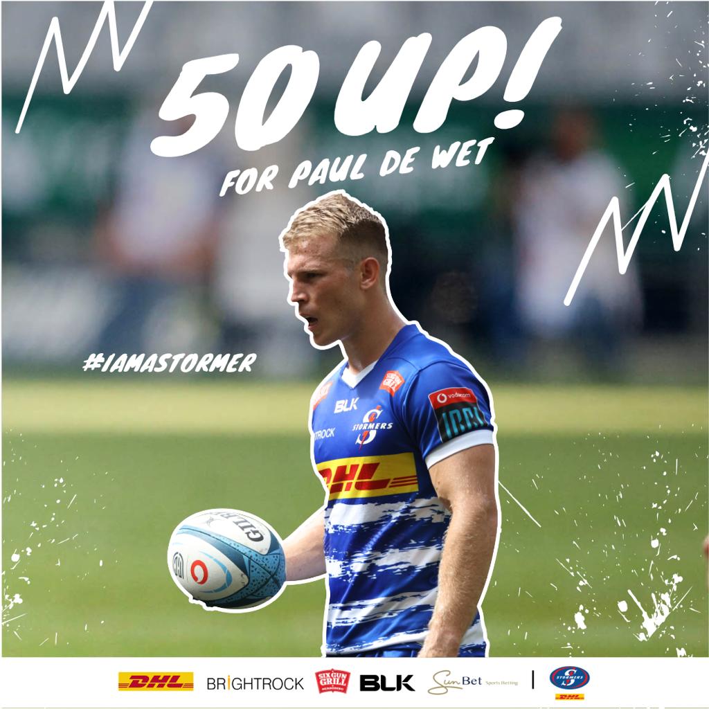 De Wet reaches DHL Stormers 50 in Stellenbosch