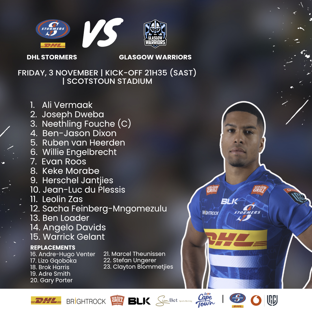 DHL Stormers change-up in Glasgow