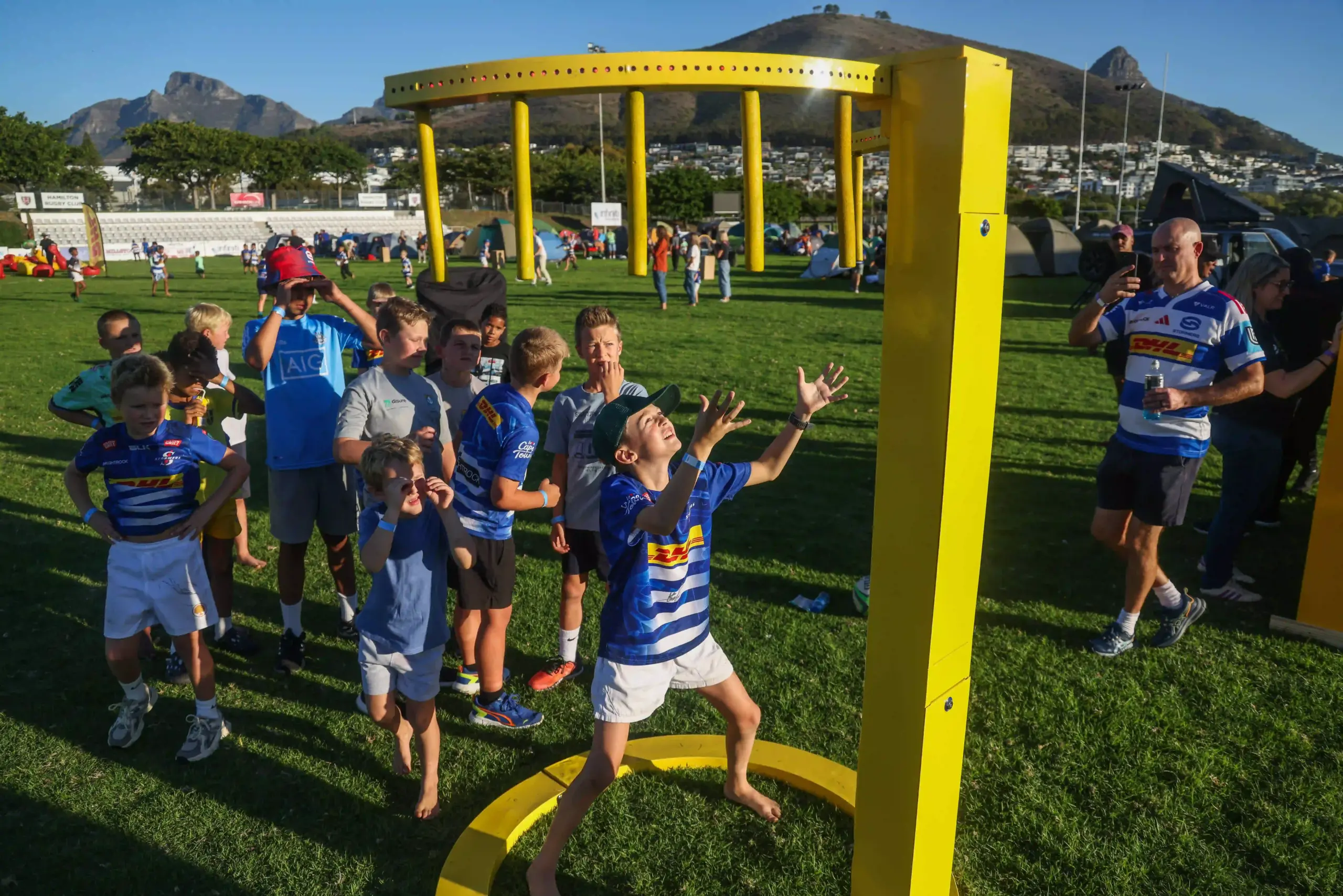 Junior Bolters testing their reflexes at DHL Stormers Sleepover