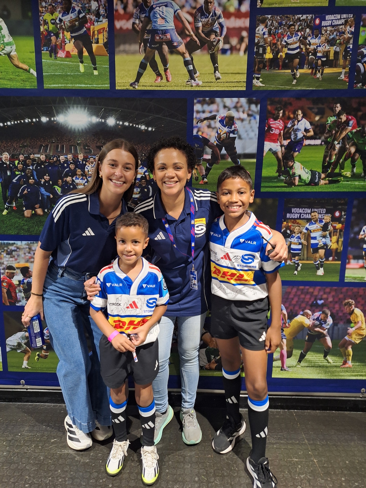 Junior Bolter mascots in changeroom